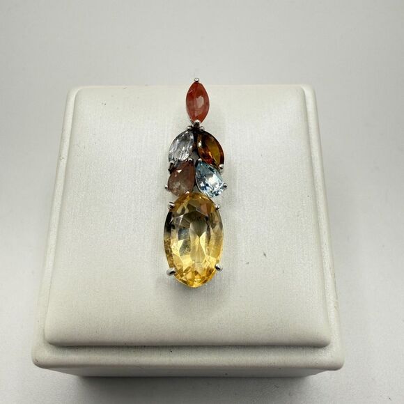 NWOT Multi-gemstone pendant in solid sterling silver! One of a kind! - Picture 1 of 9